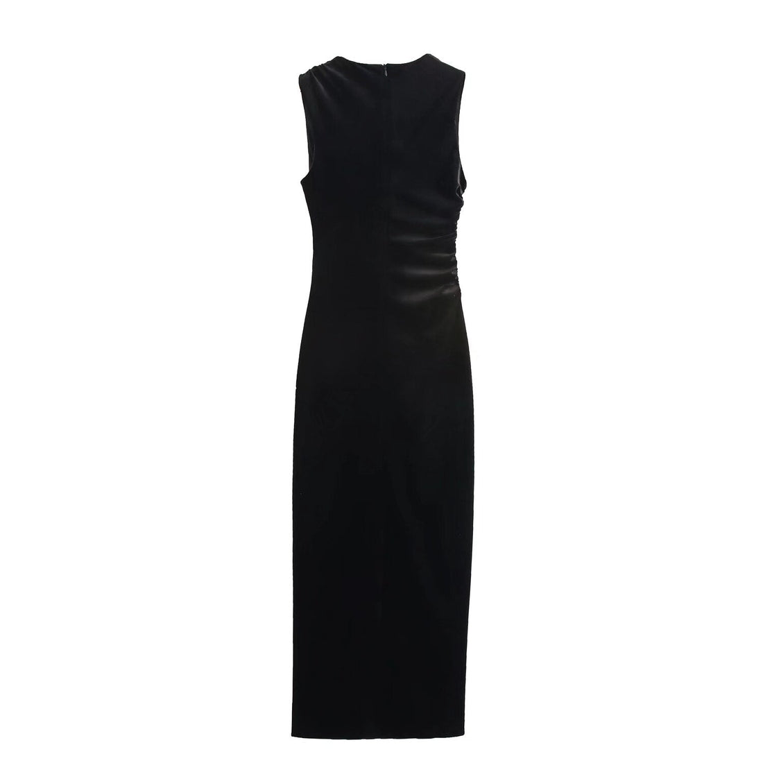 Spring Women Elegant Velvet Texture Pleated Midi Dress