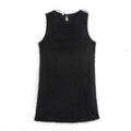 Women Clothing Simple Tassel Sleeveless with Lining Dress