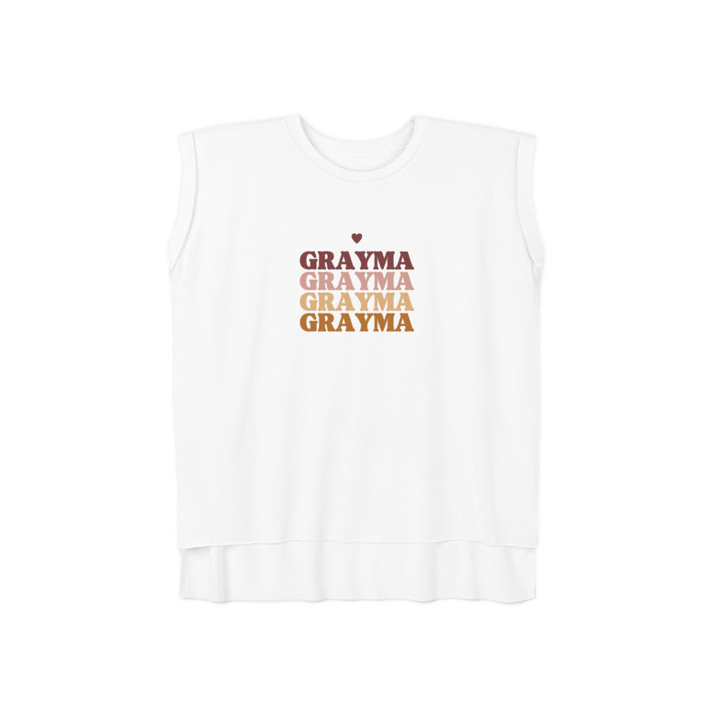 Women’s Flowy Muscle Tee with Rolled Cuffs and Hi-Low Hem