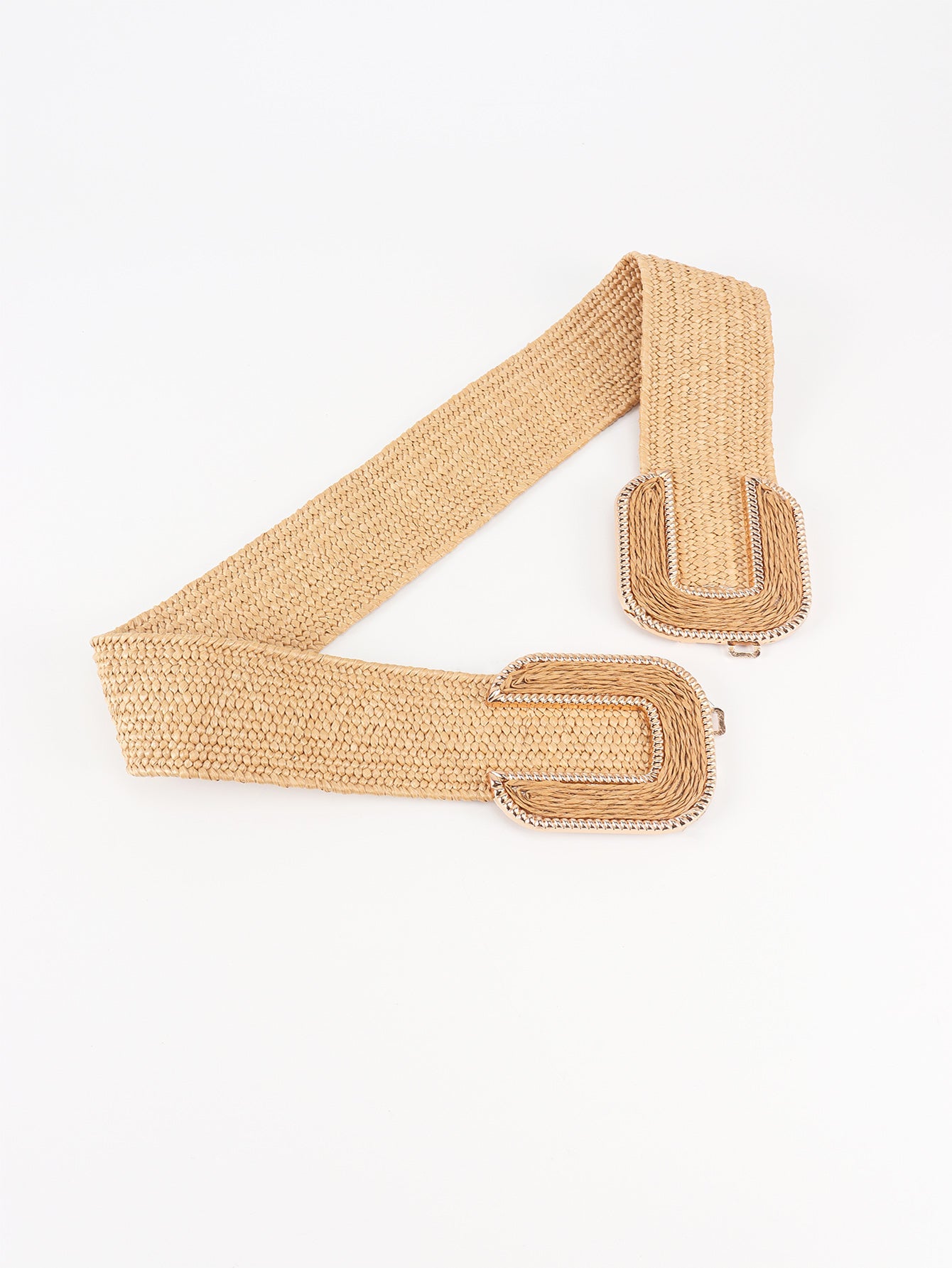 Wide Braid Stretch Belt with Statement Buckle in Sage Green