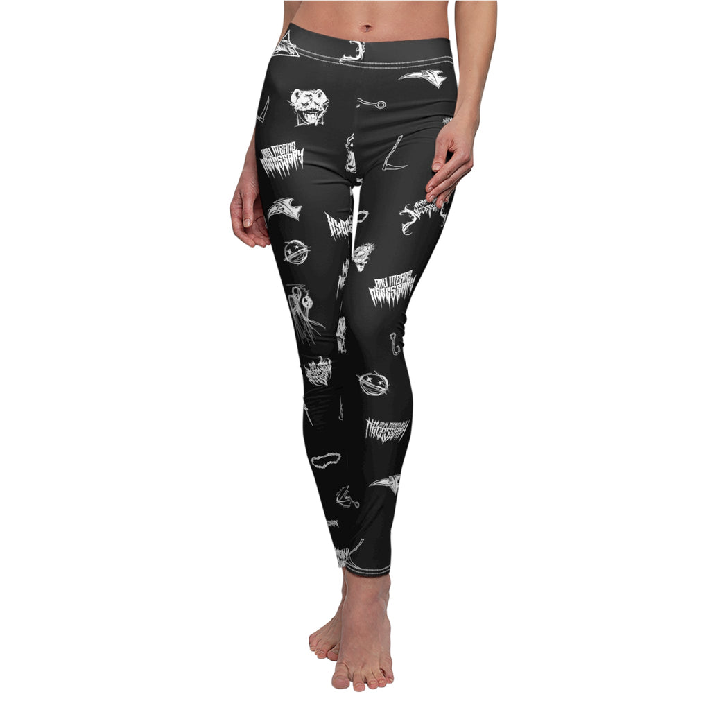 Wingbats Graphic Print Leggings Black Skinny Fit Pants - Image 5