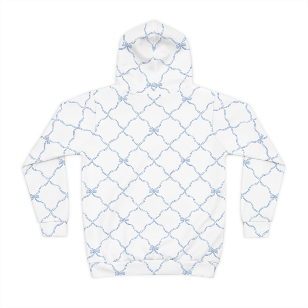 Youth Trellis Bow Hoodie in Light Blue Activewear Pullover - Image 2