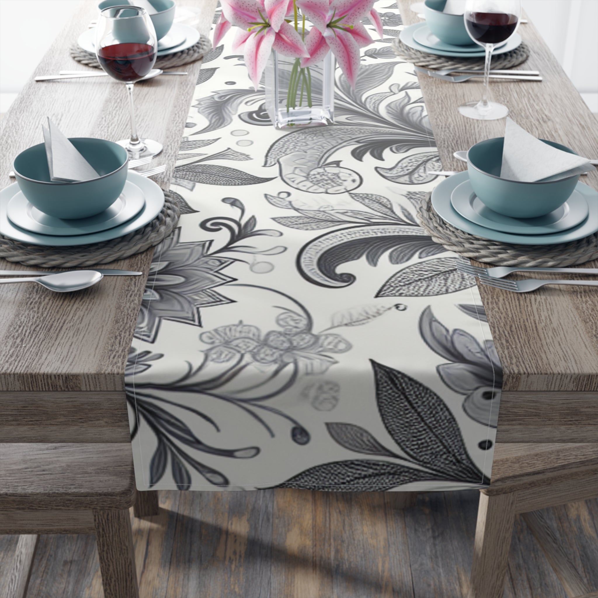 Elegant Floral Table Runner for Weddings, Holidays, and Home Décor
