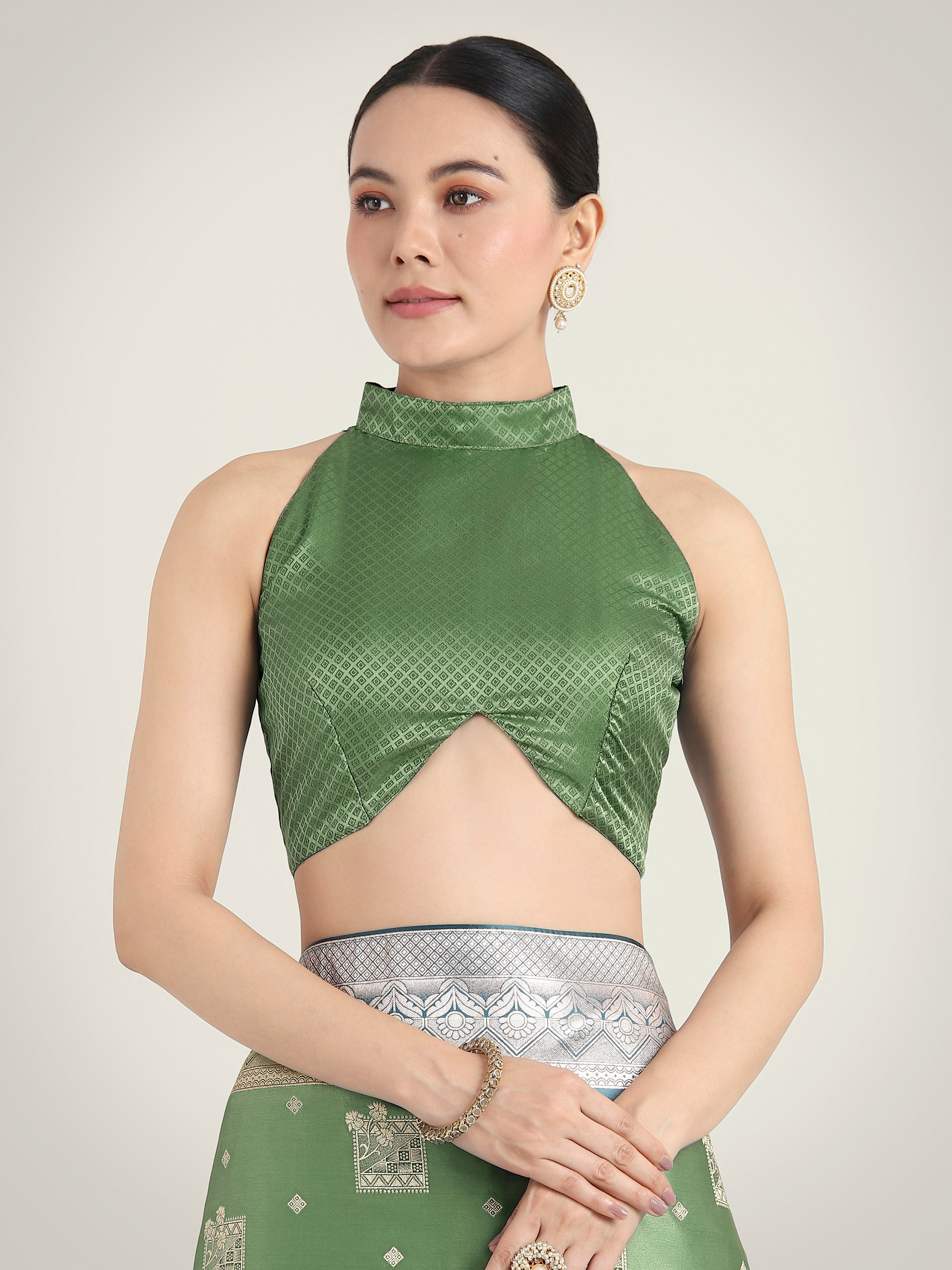 Green Banarasi Satin Silk Saree with Zari Weaving for Festivals