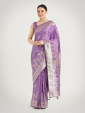 Lavender Banarasi Satin Silk Saree with Zari Weaving Work