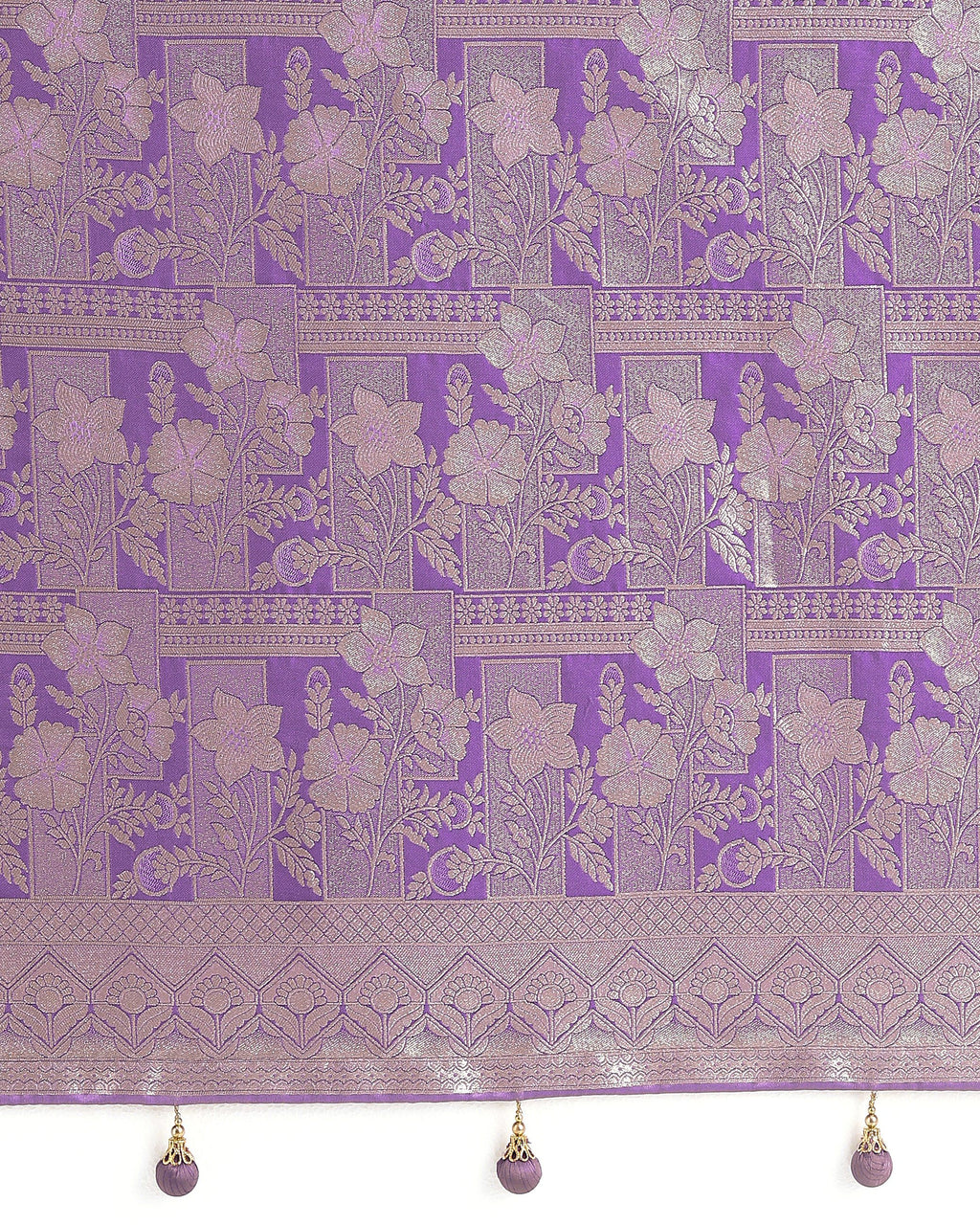 Lavender Banarasi Satin Silk Saree with Zari Weaving Work