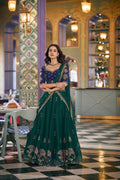 Teal Rangoli Silk Lehenga Choli with Sequins and Embroidery