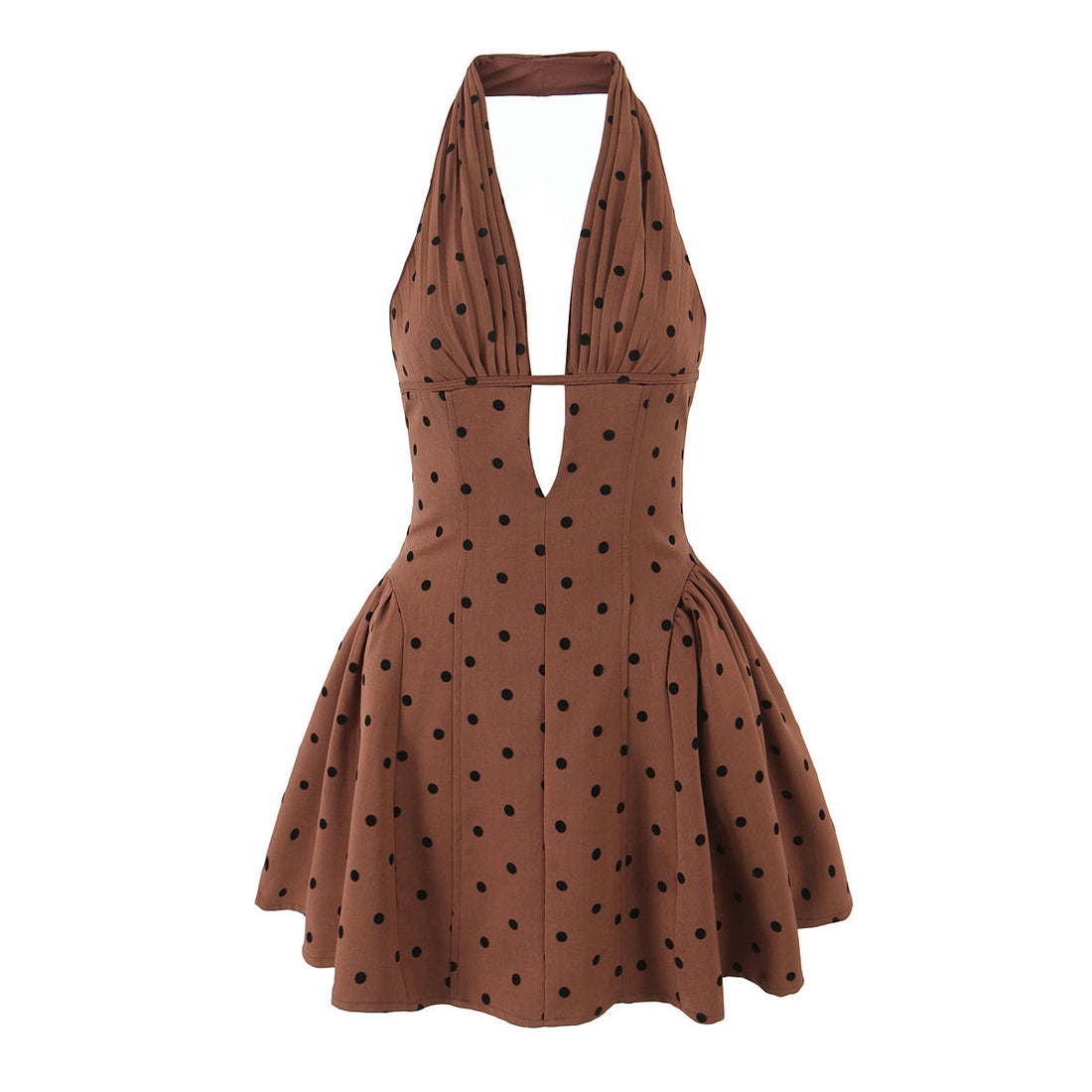 Sweet Rhinestone Chic Halter Dress Retro Sexy Deep V Plunge neck Slim Fit Backless Mini