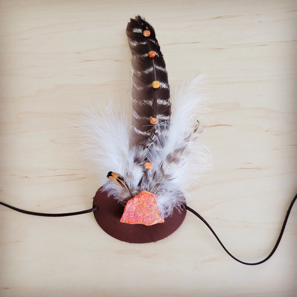 Orange Regalite Stone Feather & Leather Hat Band Only 954x