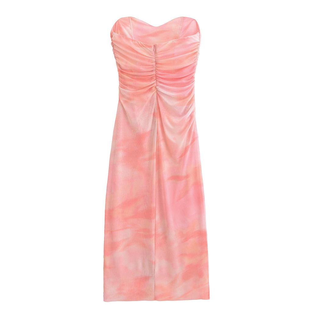 Women Clothing Spring Summer Printed Tube Top Dress Tube Top Dress