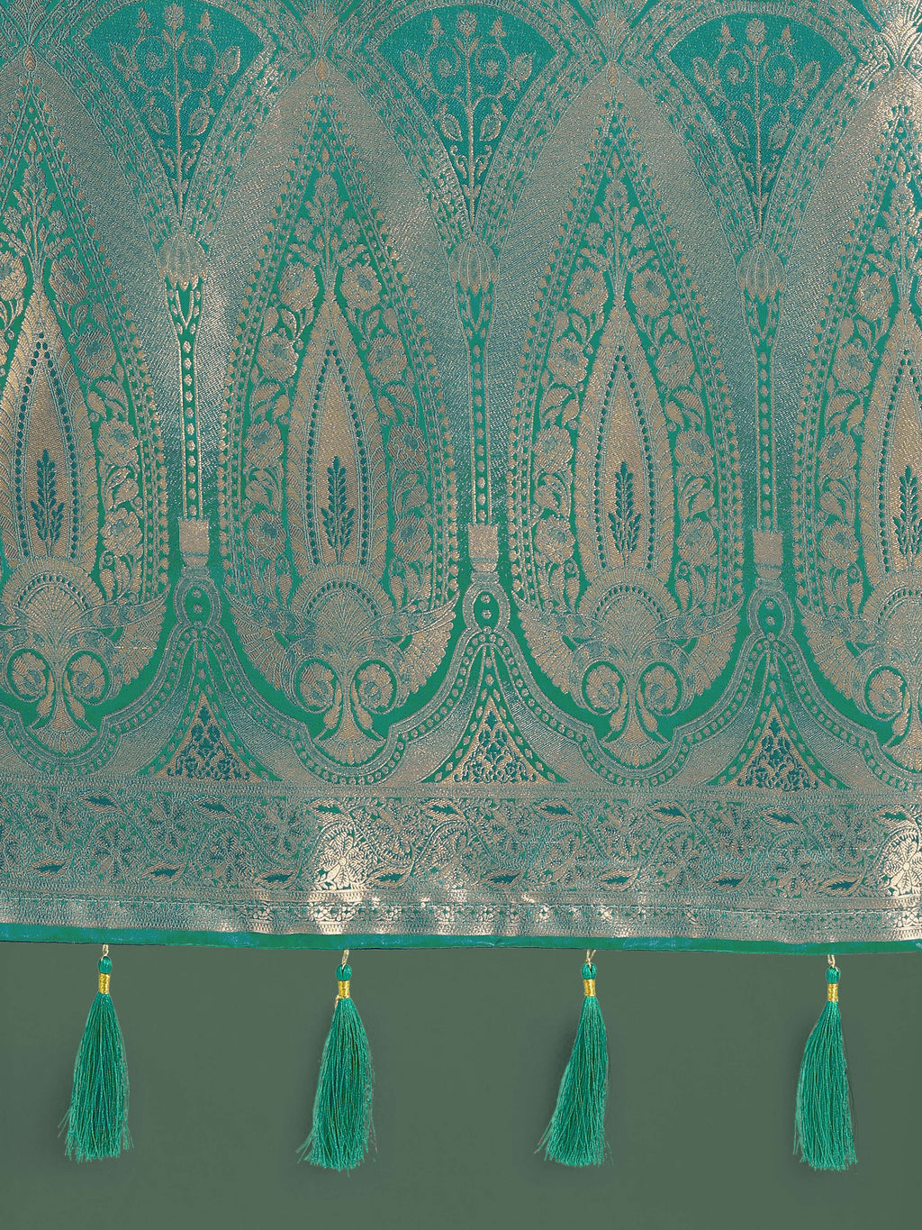 Divine Turquoise Soft Banarasi Satin Silk Saree with Blouse Piece