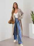 Ladies Elastic Waist Loose Design Lace up Wide Leg Denim Straight Leg Trousers