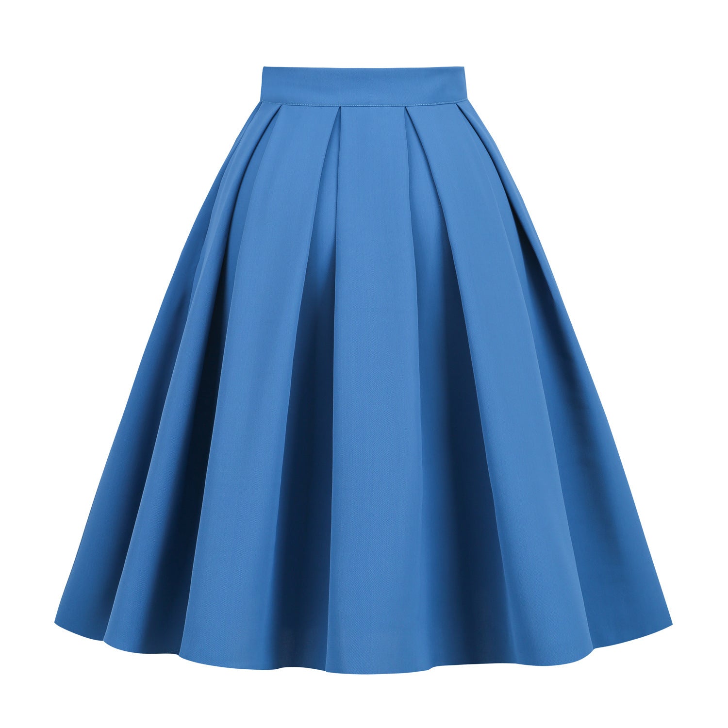 Vintage Style Solid Color A-Line Umbrella Swing Midi Skirt