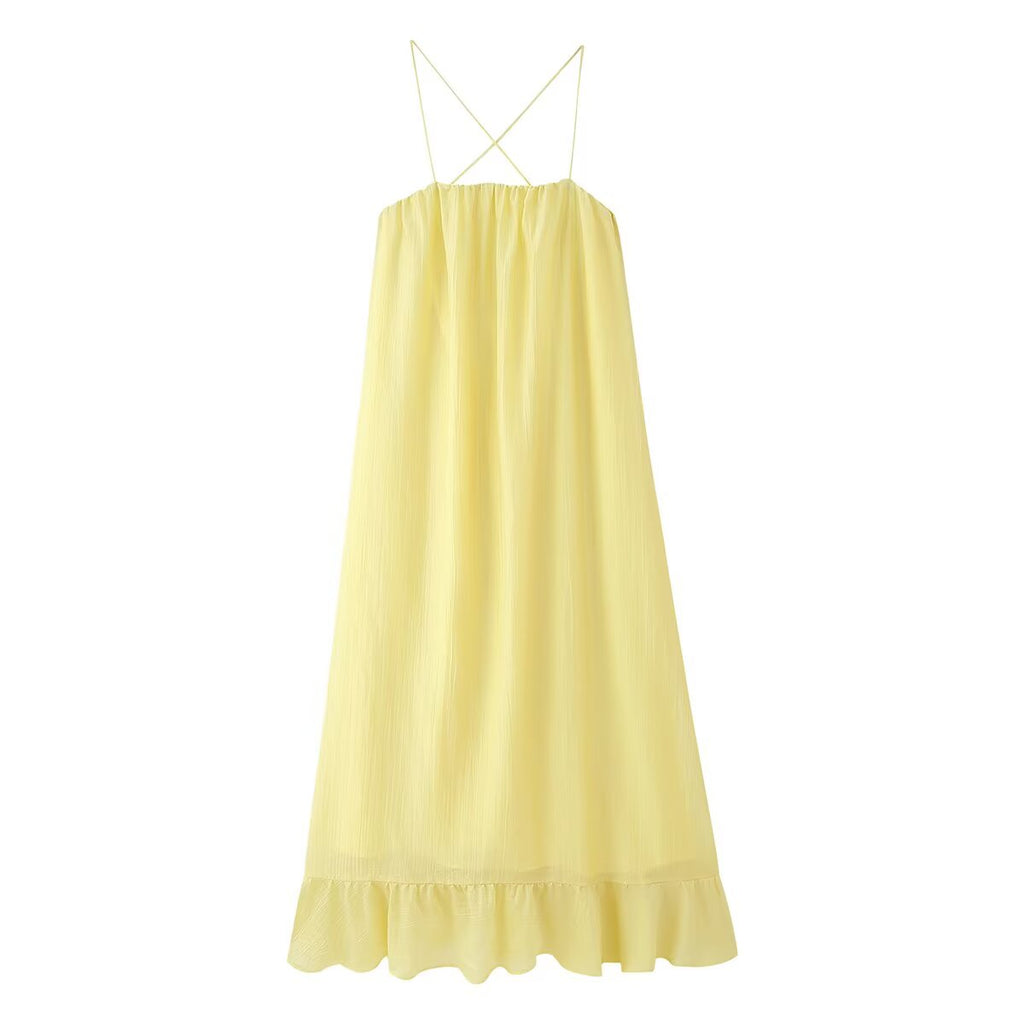 Summer Solid Color Strap Long Women Sweet