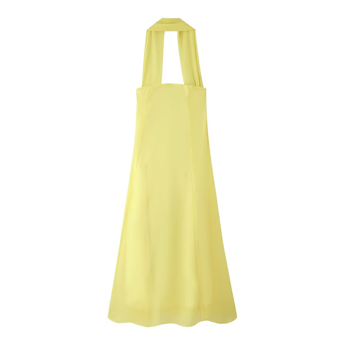 Dinner Court Tube Top Ribbon Dress Women Summer Loose Waist Slimming Long Solid Color Dress Women
