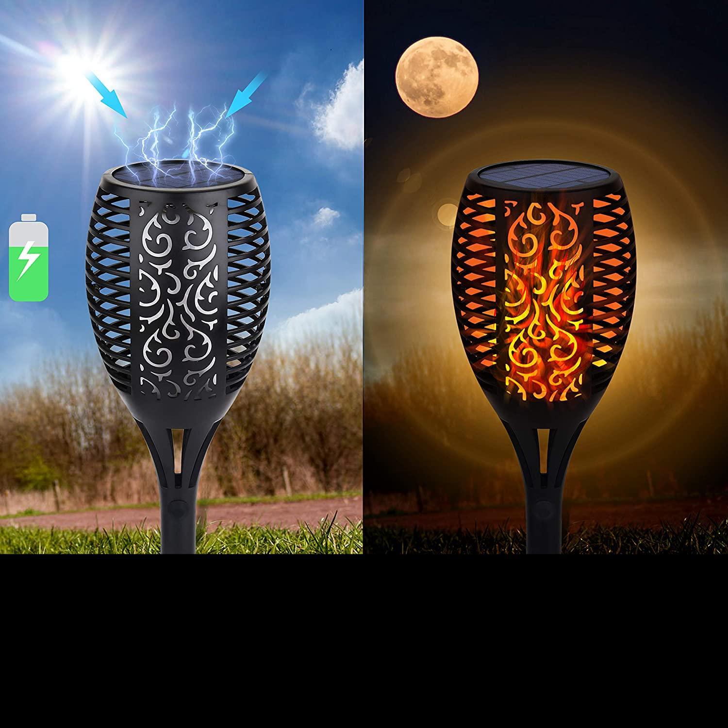 96 LED Solar Flame Torch Lights – Modern Flickering Garden Lamp