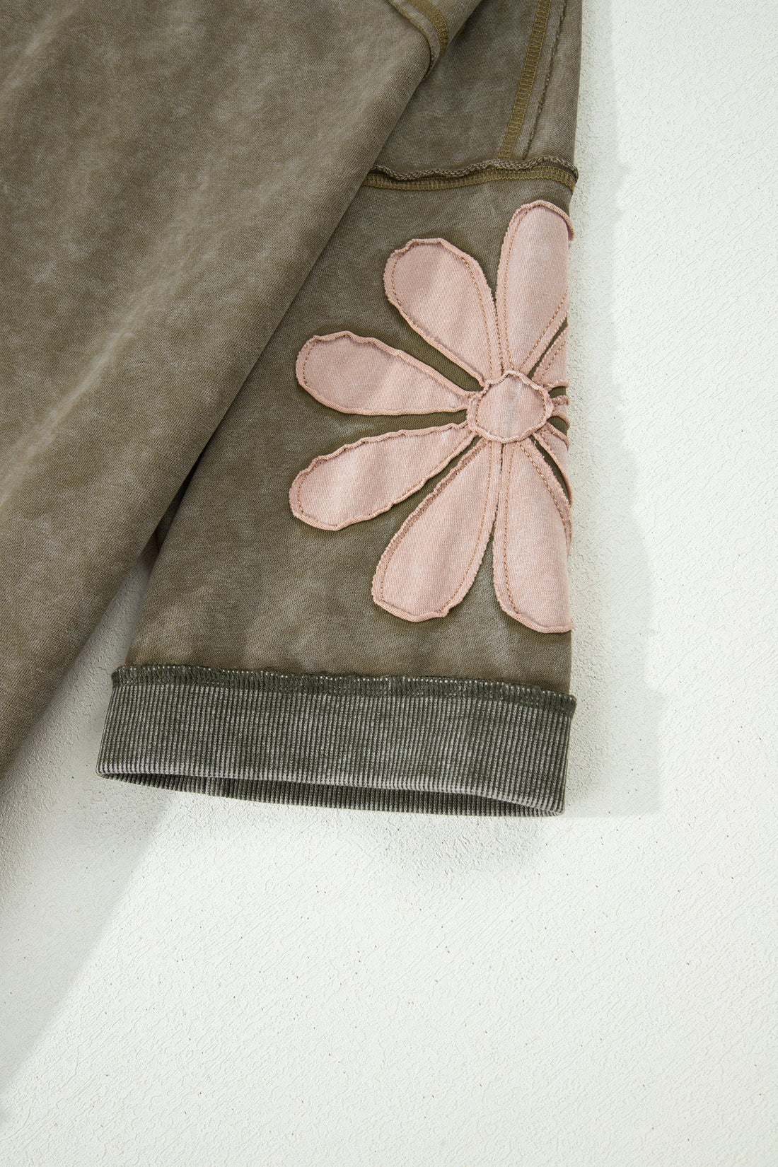 Floral Patchwork Mineral Wash Top with Exposed Seams