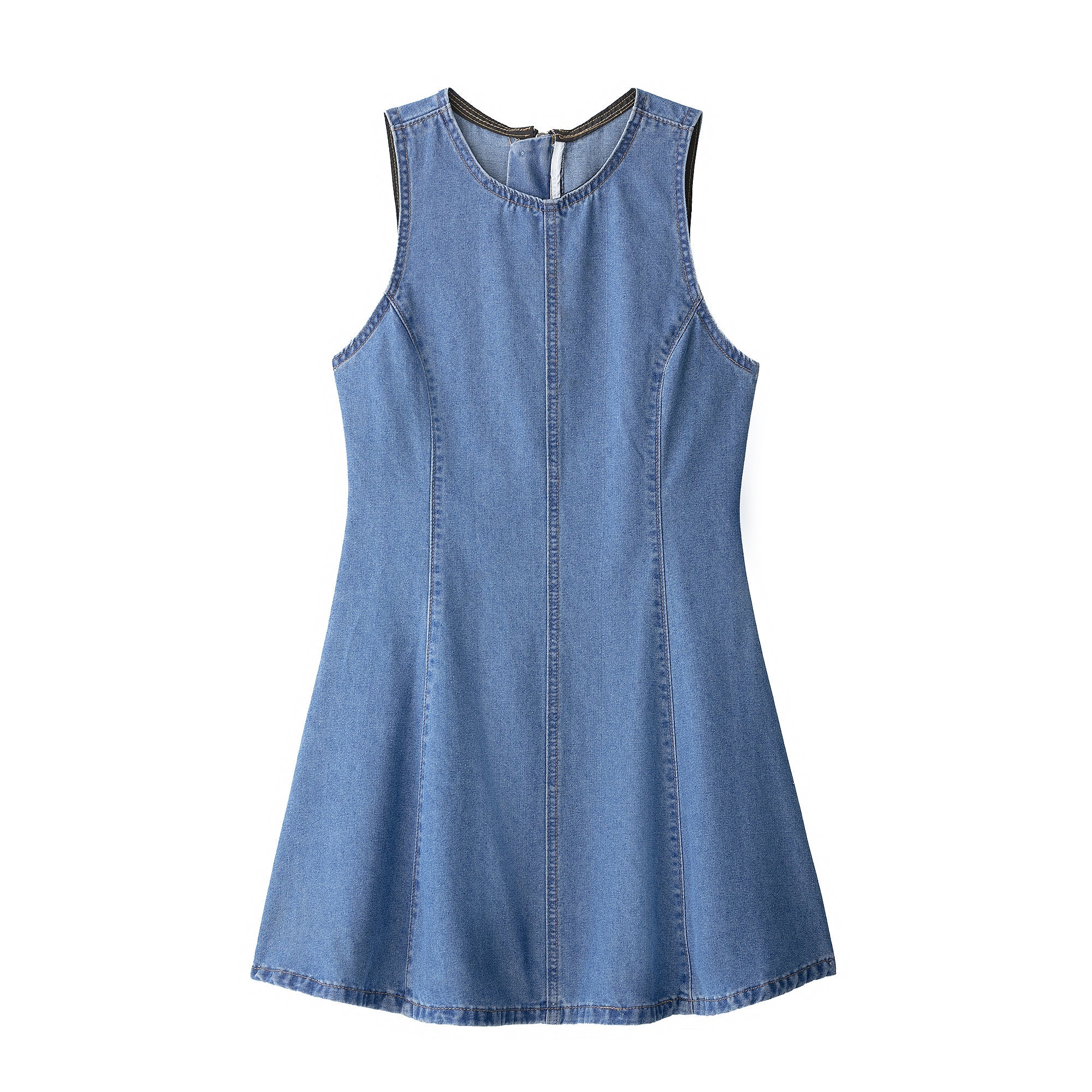 Women Wavy Wide Swing Denim Dress