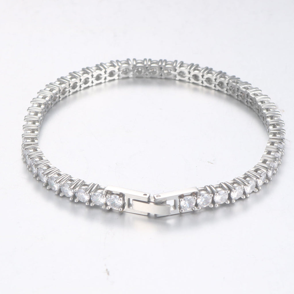 Mens And Womens Brick-link Diamond-encrusted Stainless Steel