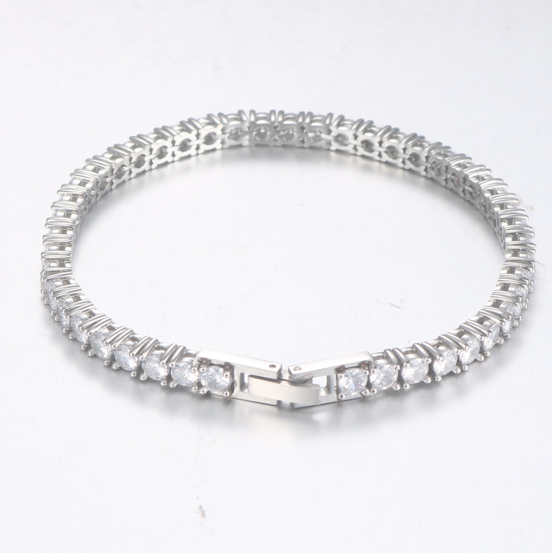 Mens And Womens Brick-link Diamond-encrusted Stainless Steel