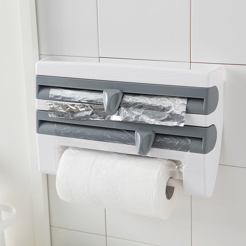 4-in-1 Wall Mounted Kitchen Roll Holder Dispenser for Foil and Film