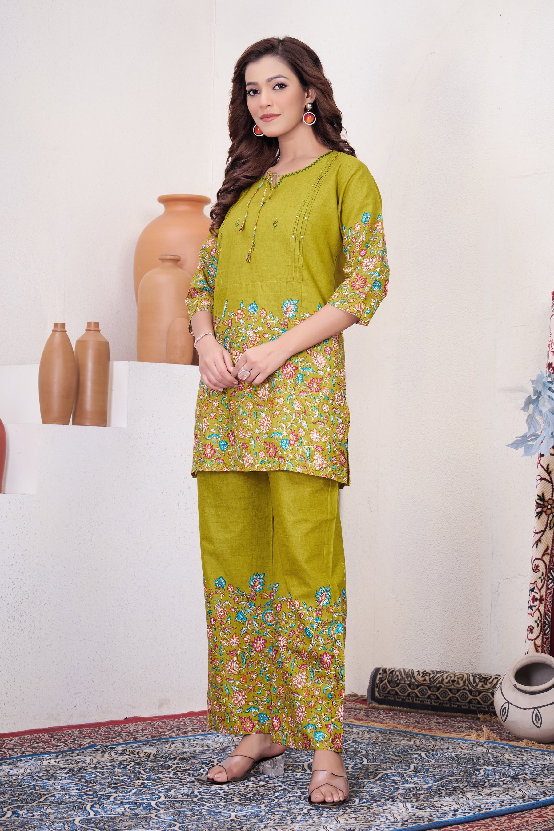 Parrot Printed Pure Cotton Co-Ord Set