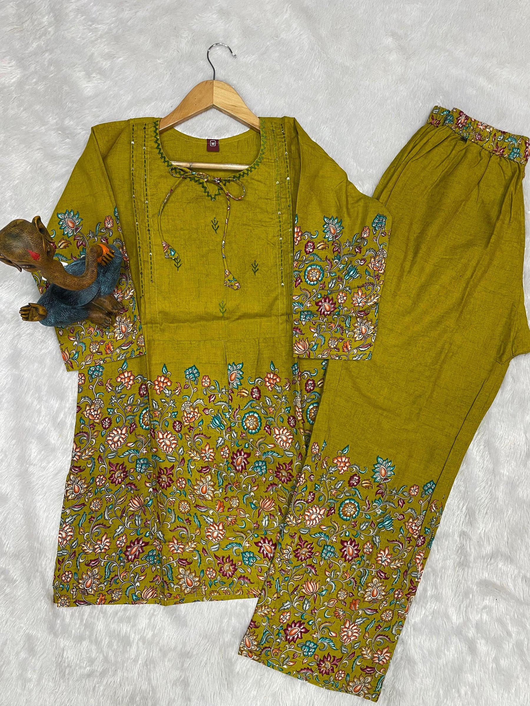 Parrot Printed Pure Cotton Co-Ord Set