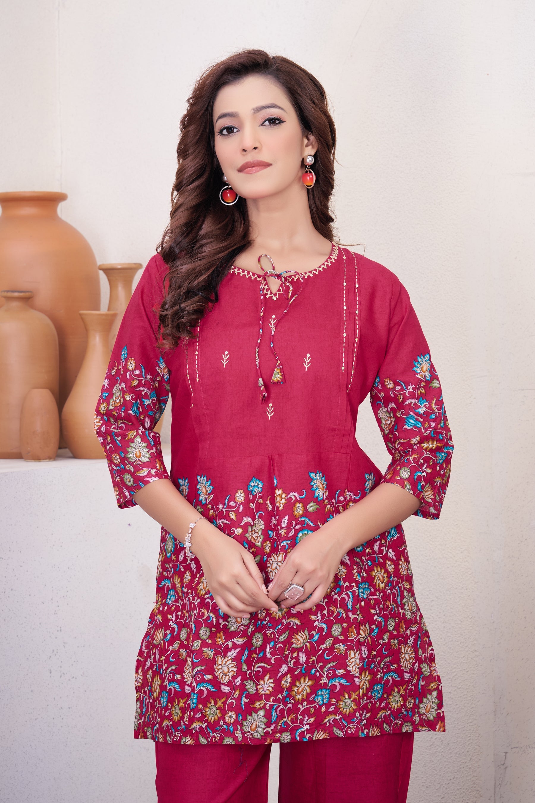 Pink Pure Cotton Printed Co-Ord Set Elegant Trendy Women's Outfit