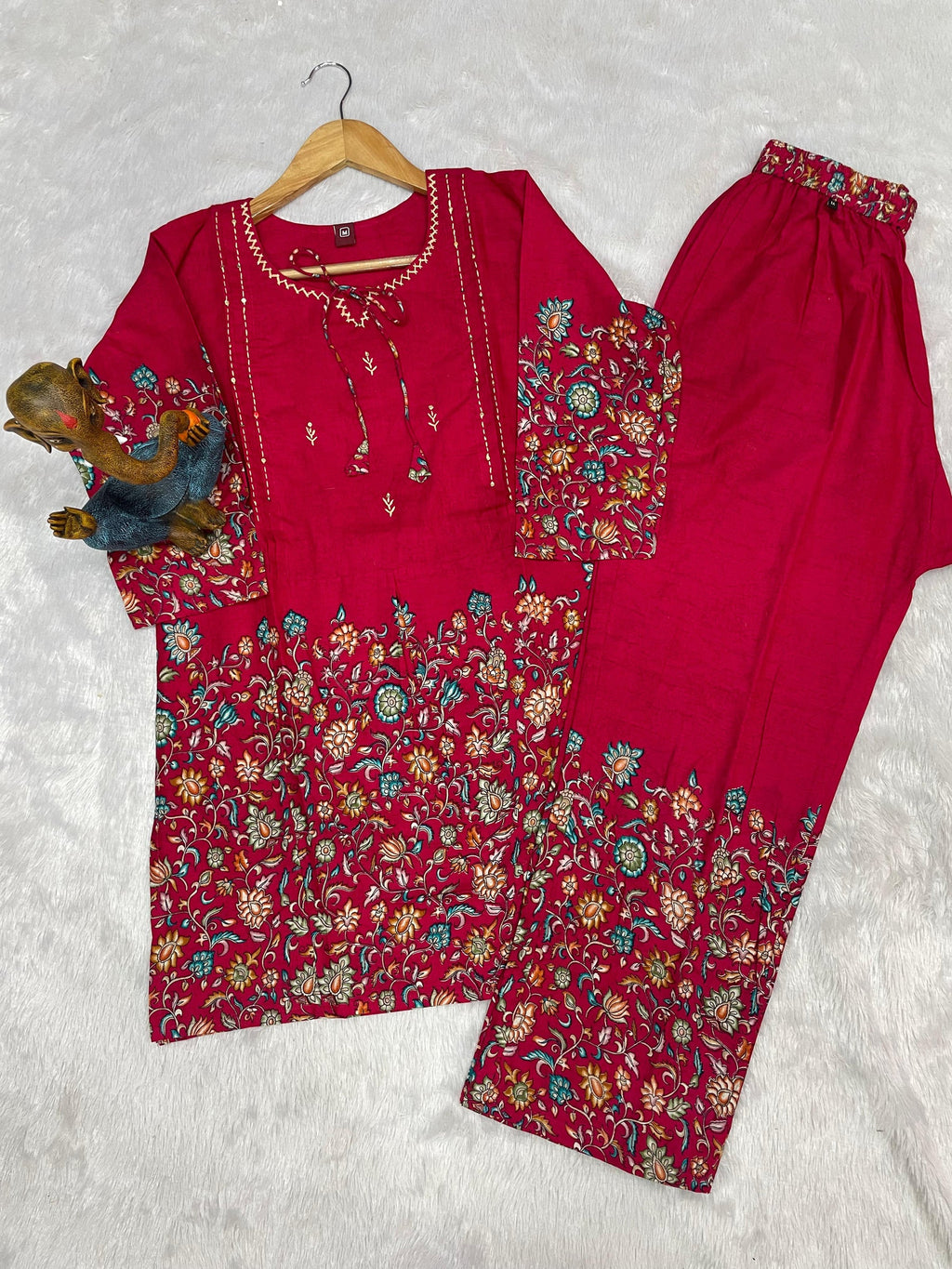 Pink Pure Cotton Printed Co-Ord Set Elegant Trendy Women's Outfit