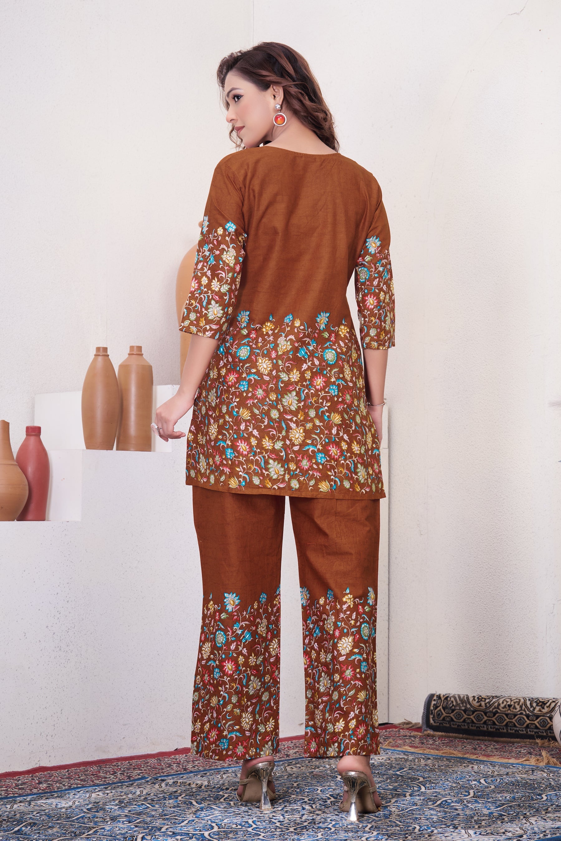 Rust Pure Cotton Printed Co-Ord Set