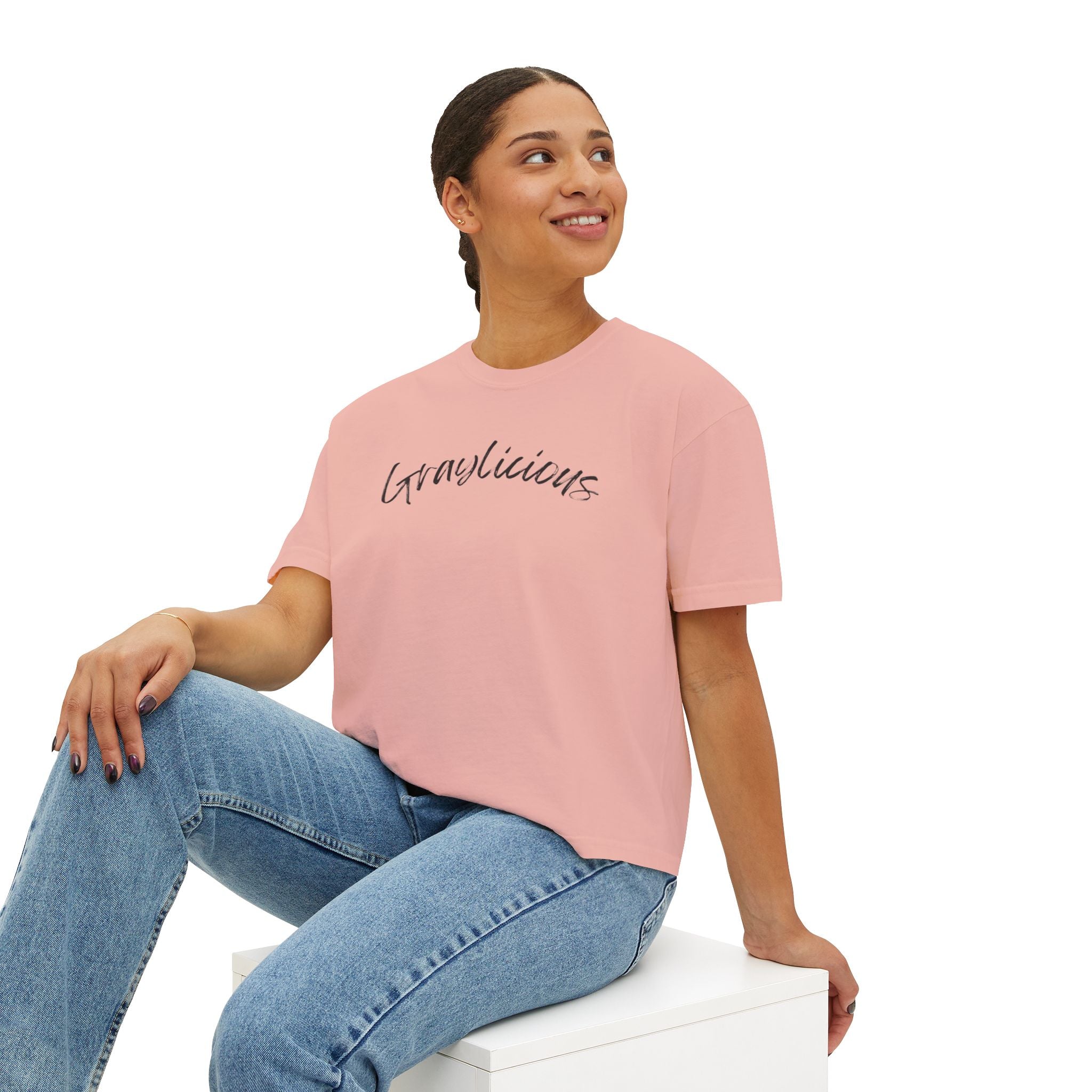 Women's Boxy Cotton Oversized Crewneck Short Sleeve Tee