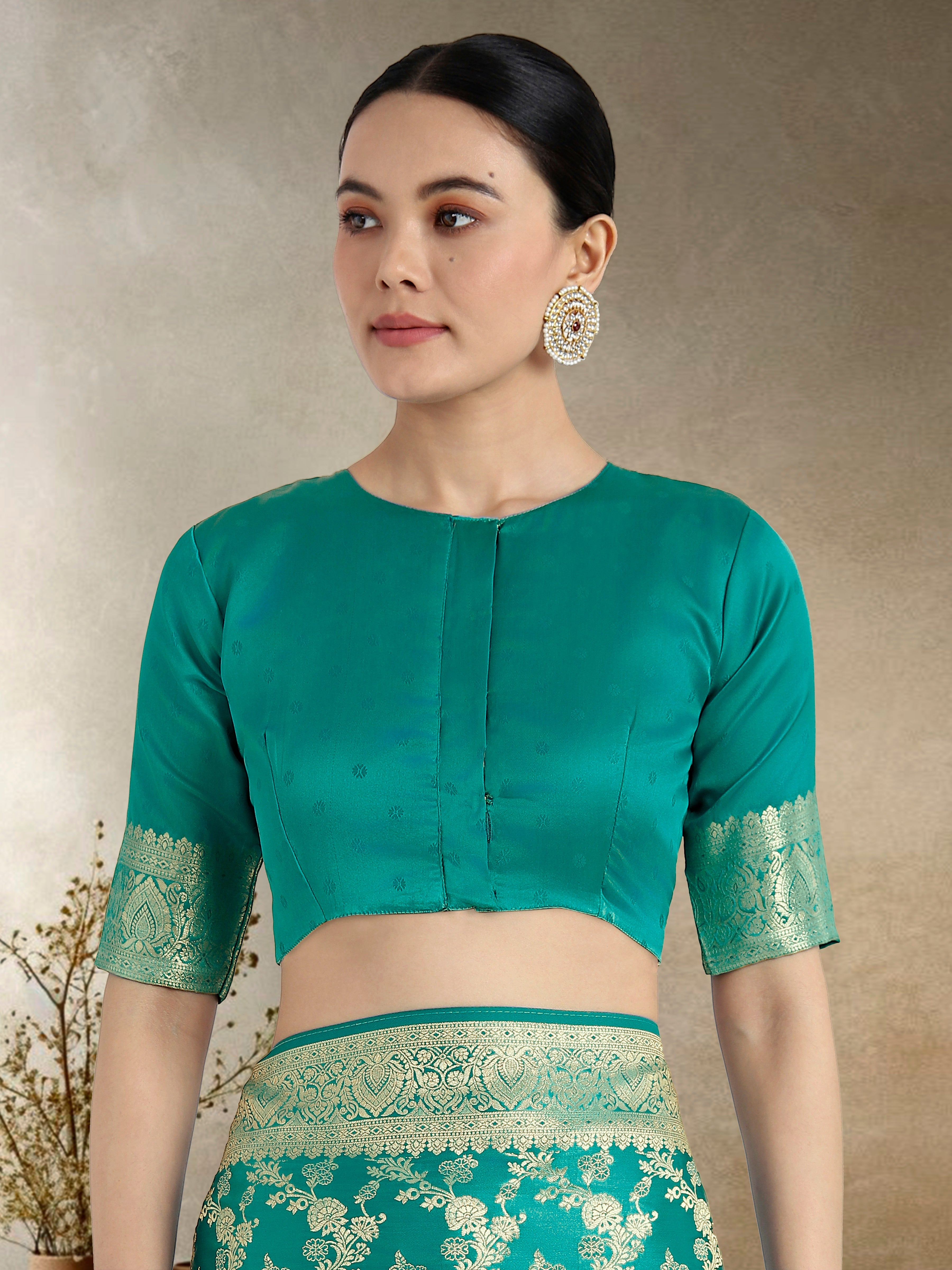 Effervescent Turquoise Soft Banarasi Satin Silk Saree with Blouse