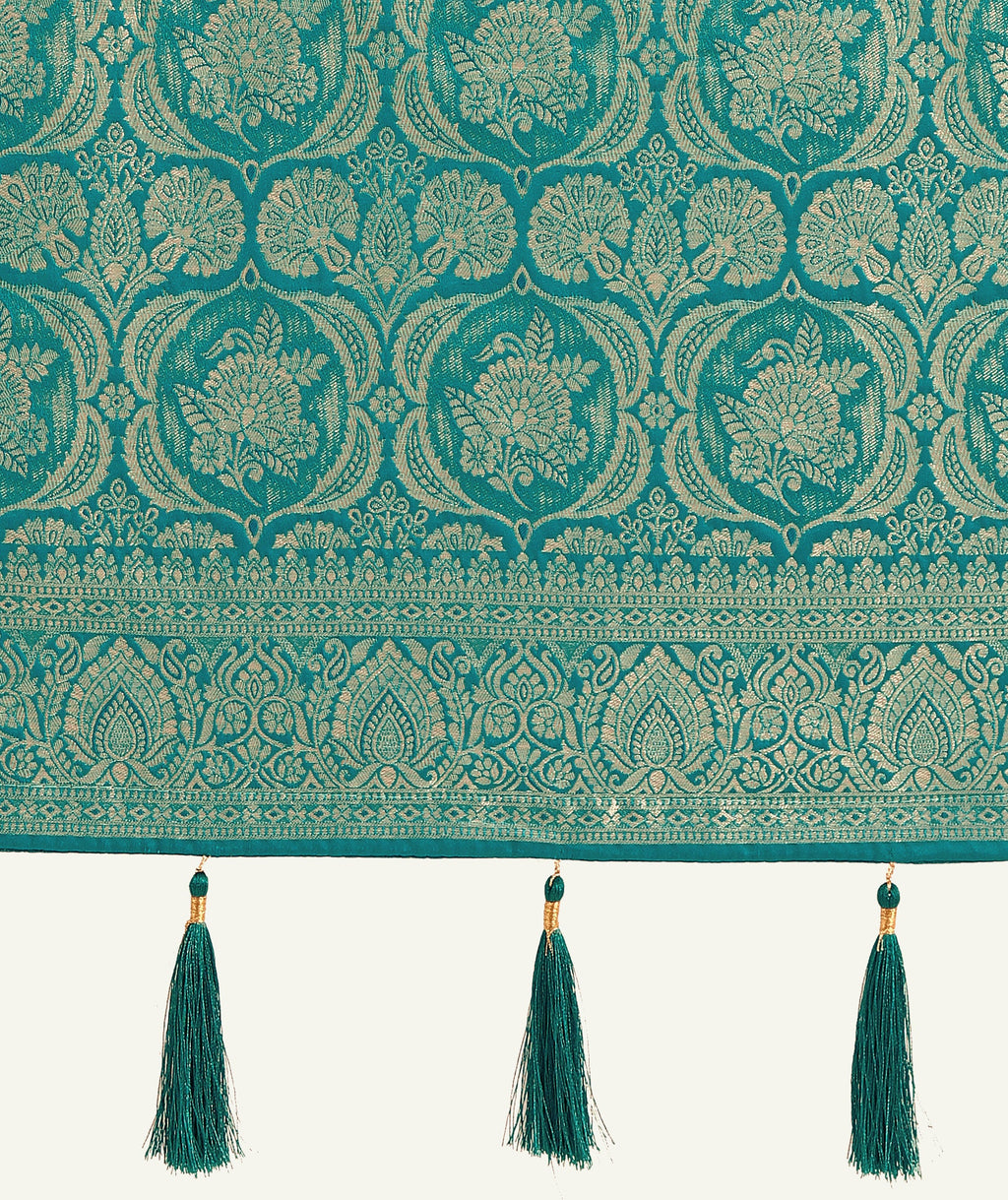 Effervescent Turquoise Soft Banarasi Satin Silk Saree with Blouse