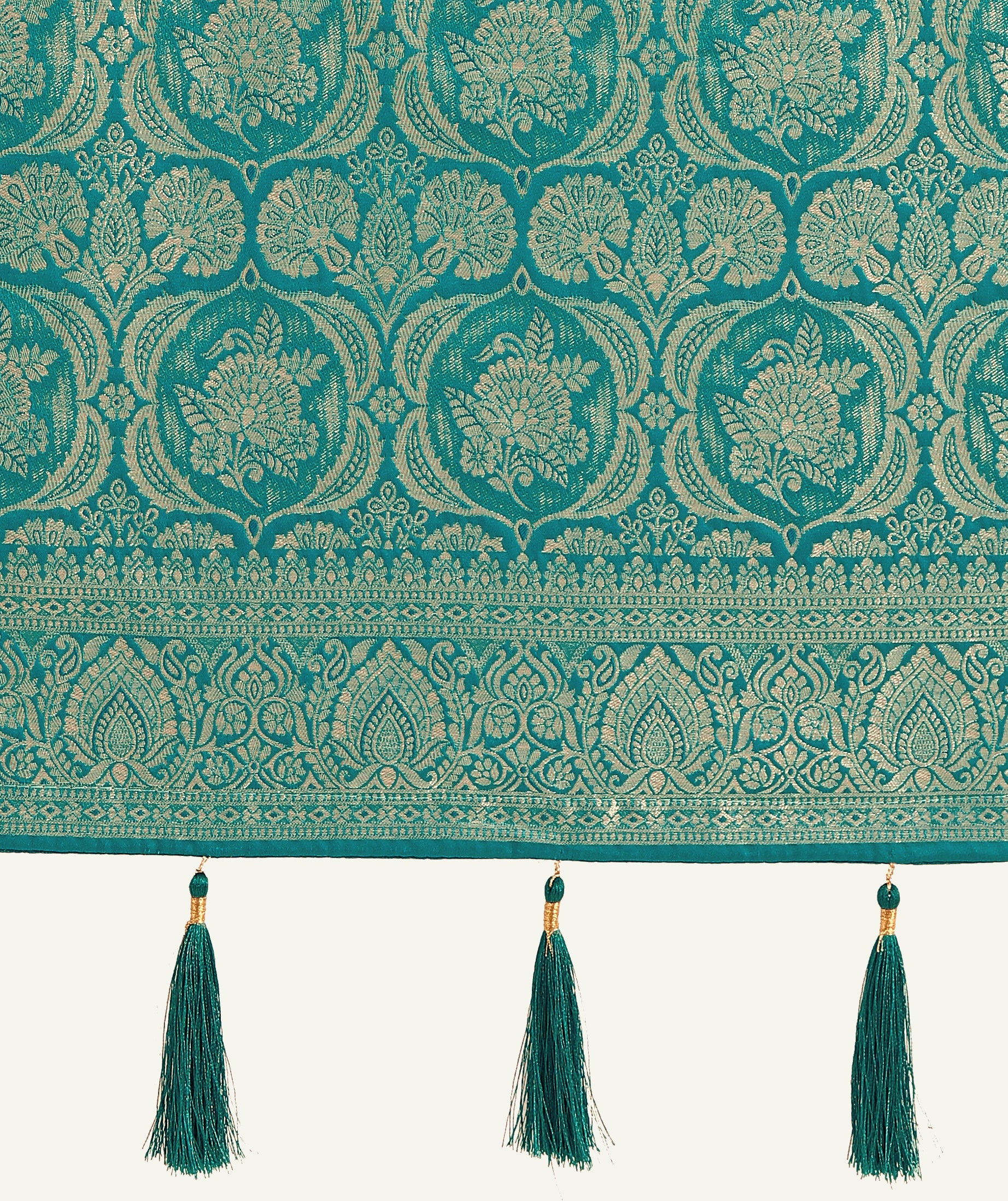 Effervescent Turquoise Soft Banarasi Satin Silk Saree with Blouse