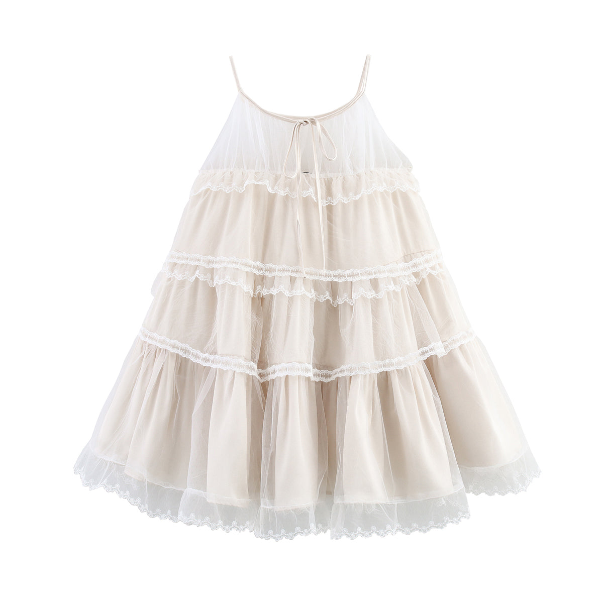 Lace Halter Dress Mesh Embroidered Multi Layer Sling Dress