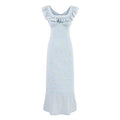 Vintage Floral Mid Length Lace Skirt Sexy Slim Ruffle Collar Summer Vacation Spaghetti Straps Dress