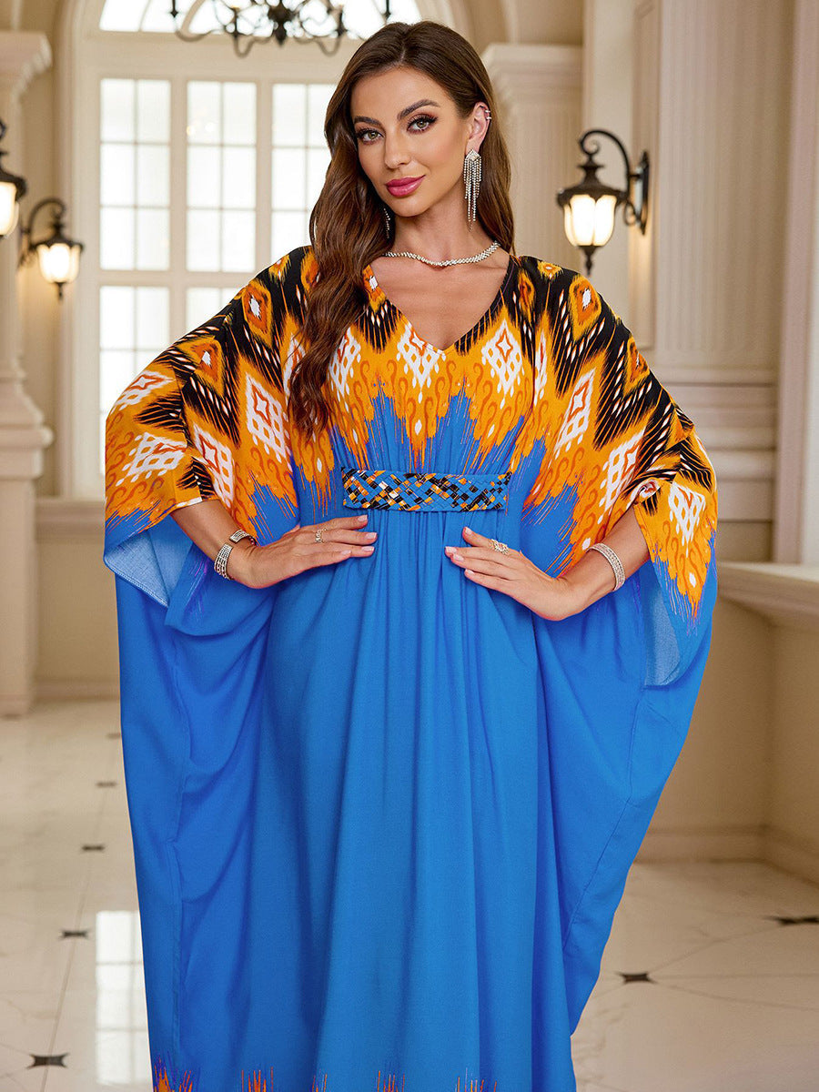 Rayon Print Holiday Loose Maxi Dress Beach Jacket Maxi Dress Bikini Cover