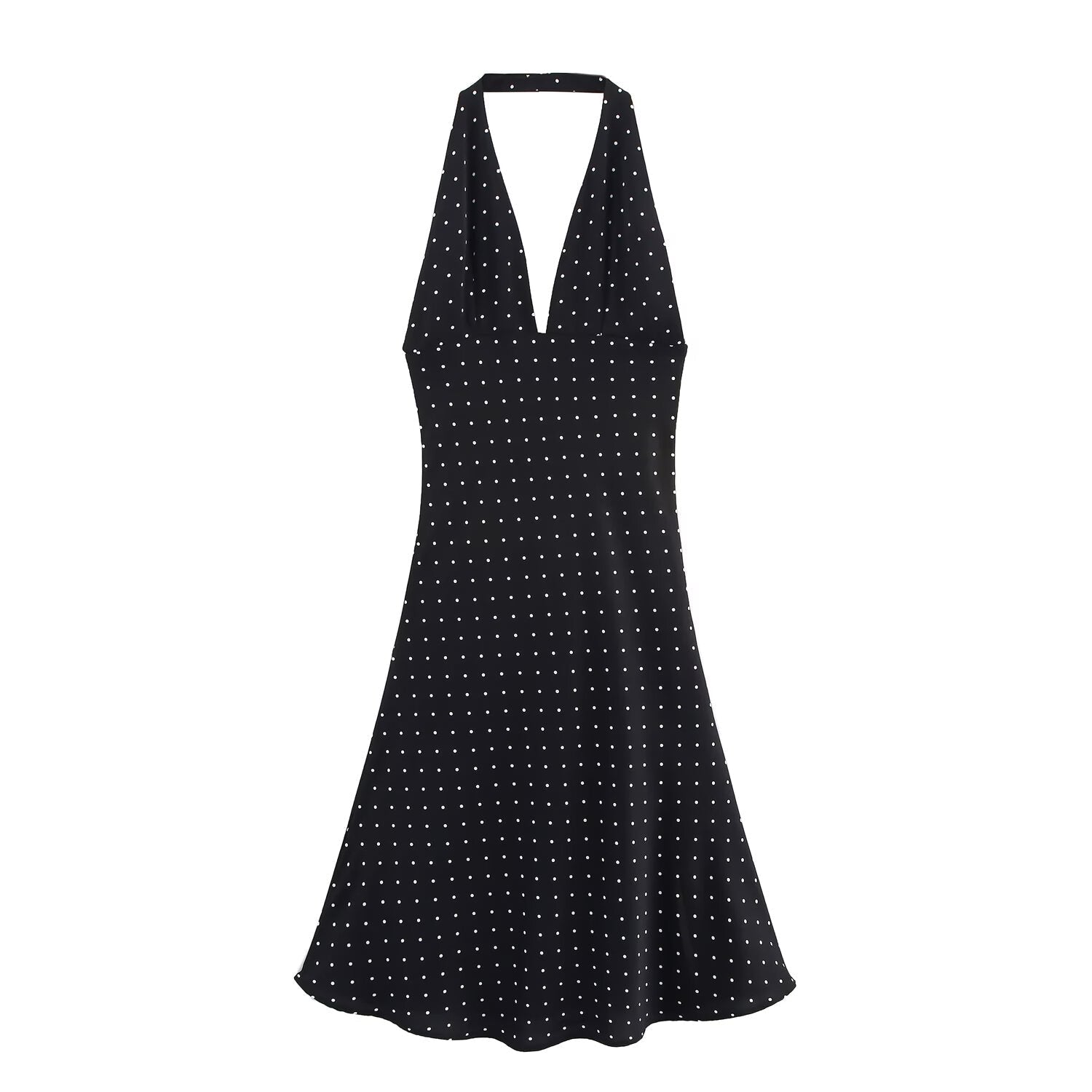 Women Clothing Summer Elegant Deep V Plunge neck High Waist A line Dress