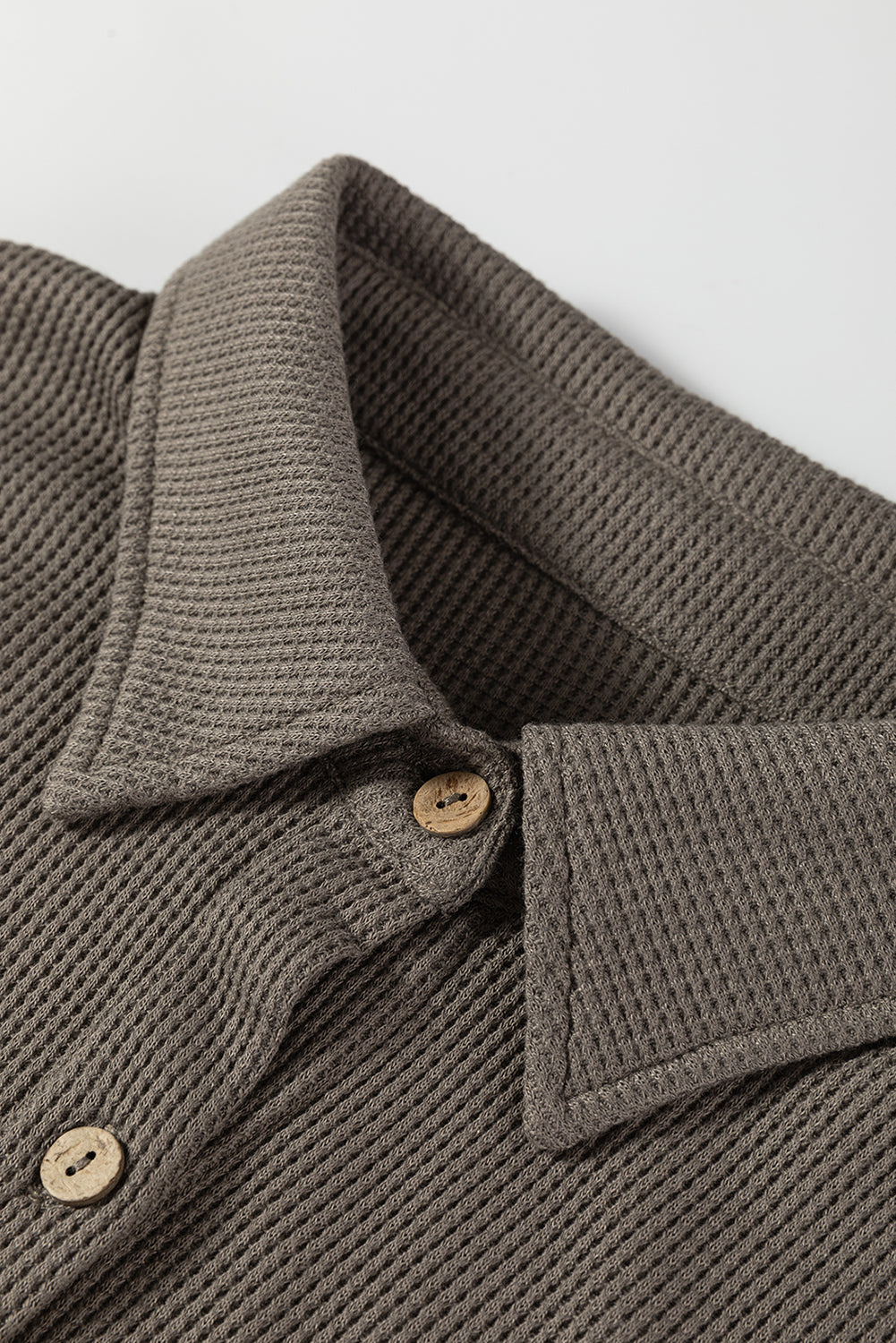 Waffle Knit Pleated Drop Shoulder Shirt Dress