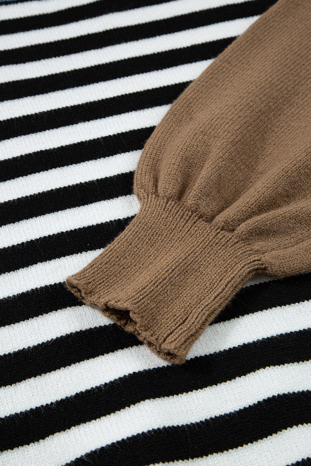 Stripe Colorblock Sleeve Ribbed Trim Sweater
