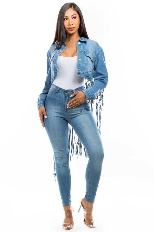 Women's Cropped Denim Jacket - Stylish Lightweight Outerwear