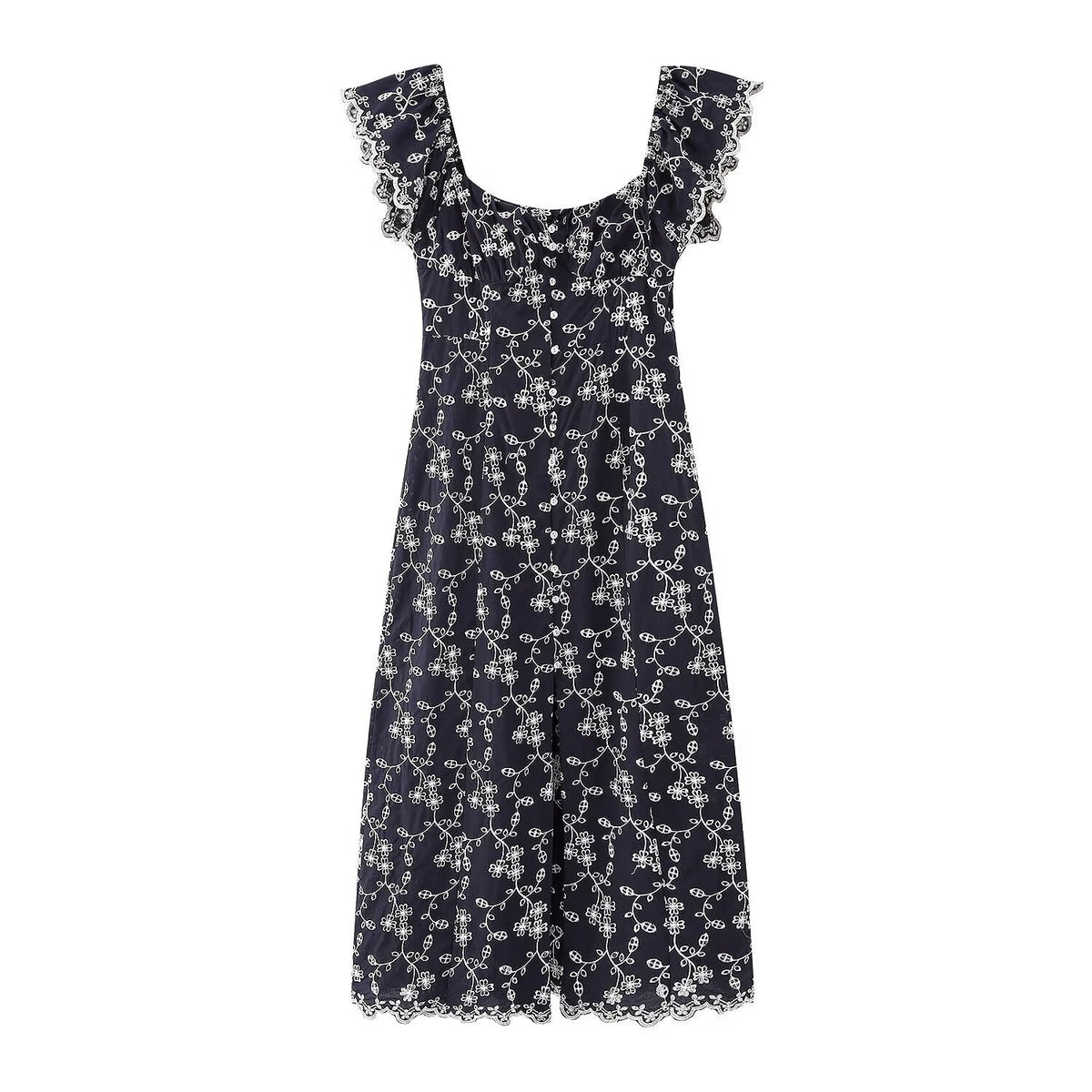 Elegant Comfortable Slim Floral Embroidery Midi Dress