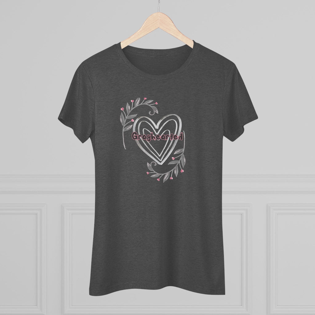 Women's Floral Heart Triblend Graphic Tee - Soft Slim Fit T-Shirt