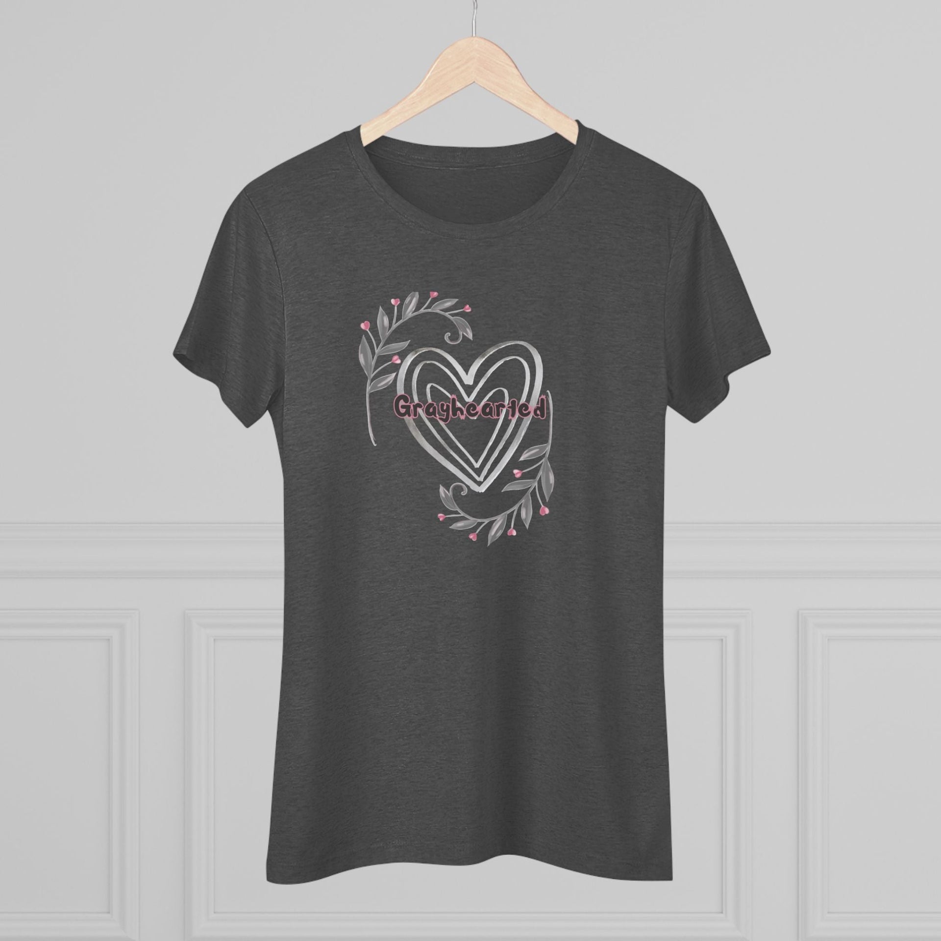 Women's Floral Heart Triblend Graphic Tee - Soft Slim Fit T-Shirt