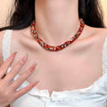 European And American Cross-Border Style Design Colorful Dopamine Heavy-Duty Ring With A Light Luxury And High-End Feel, Versatile High-End Women's Clavicle Chain