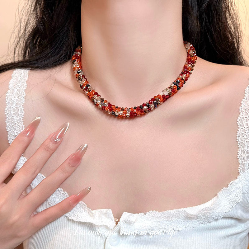 European And American Cross-Border Style Design Colorful Dopamine Heavy-Duty Ring With A Light Luxury And High-End Feel, Versatile High-End Women's Clavicle Chain