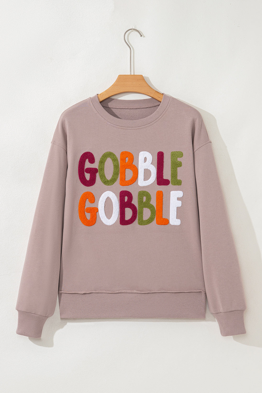 GOBBLE GOBBLE Letter Print Thanksgiving Sweatshirt
