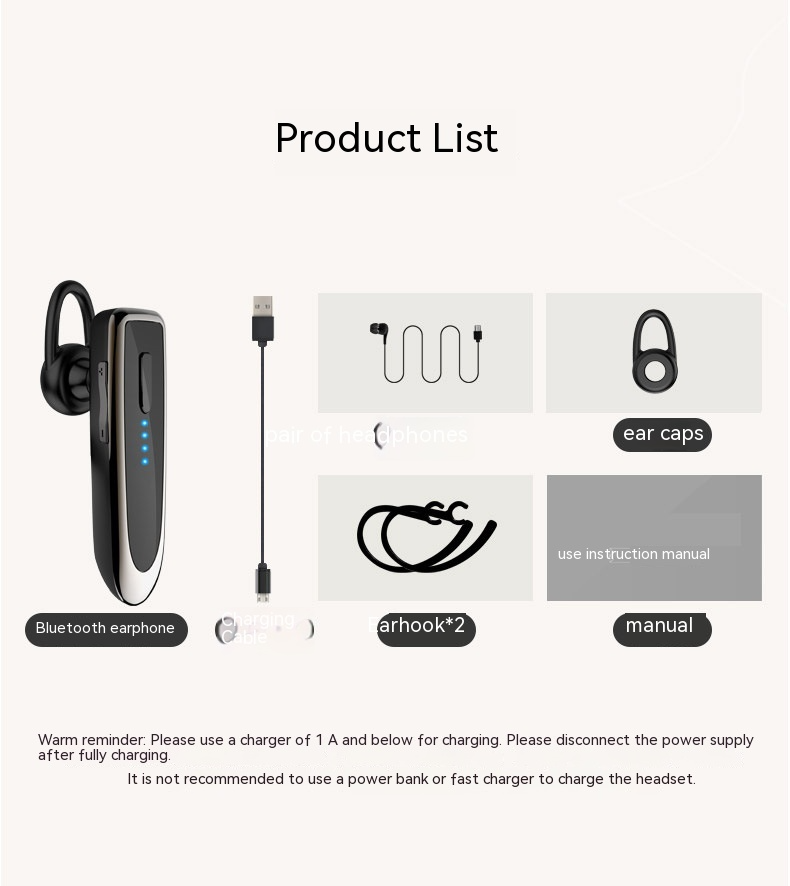 Bluetooth 5.0 Wireless Earpiece with Dual Mic Noise Cancelling