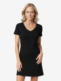 Eva V-Neck Sleepshirt in Black for Comfort and Night Sweat Relief