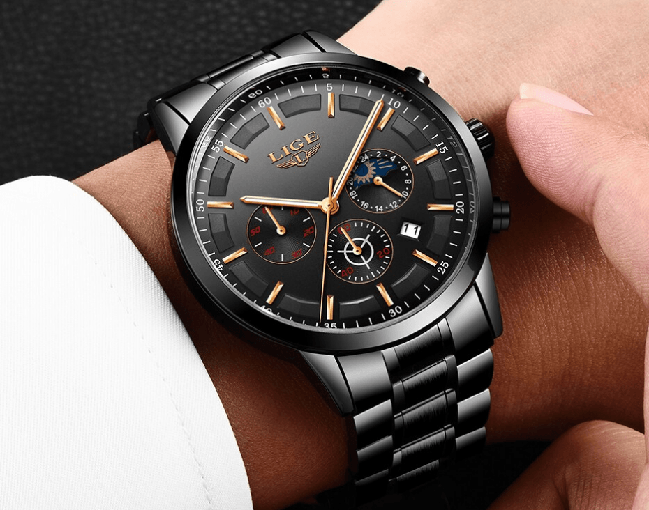 Men's Waterproof Chronograph Watch with Date Display & Luxury Dial